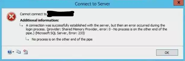 How to fix SQL server error 233 3