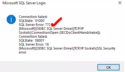 How to fix SQL server error 772 2